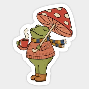 Cozy frog and mushroom Sticker